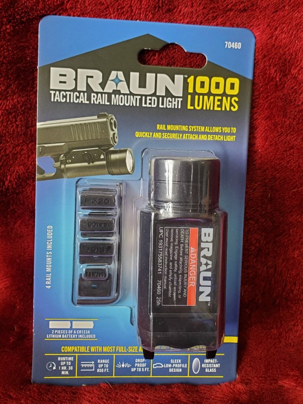 Braun 1000 Lumen Tactical Picatinny Rail Light 70460 New in box Gen 2